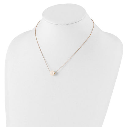 Ss/vergoldet Sterlingsilber Roséfarben 10-11mm Weiß Nahe Rund Fwc Perle Halskette
