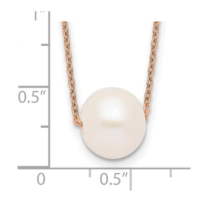 Ss/vergoldet Sterlingsilber Roséfarben 10-11mm Weiß Nahe Rund Fwc Perle Halskette