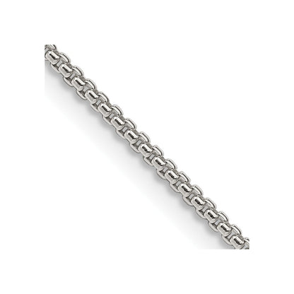 Sterlingsilber 1.5mm Rund Venezianer Kette mit 2 Zoll Verlängerung. Halskette