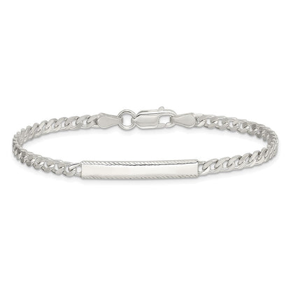 Sterlingsilber Diamantiert Gravierbar Panzer Glieder Id Armband