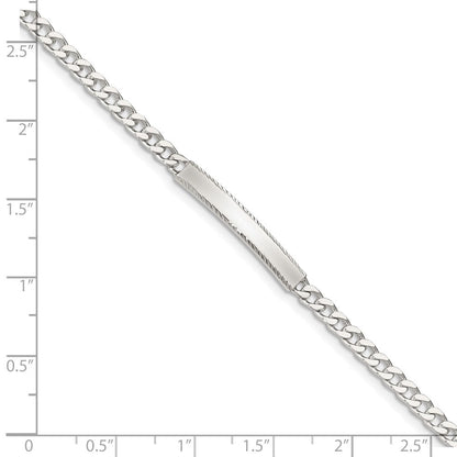 Sterlingsilber Diamantiert Gravierbar Panzer Glieder Id Armband
