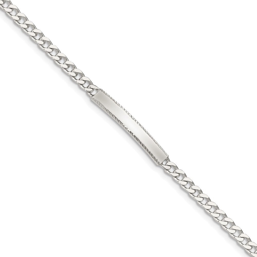 Sterlingsilber Diamantiert Gravierbar Panzer Glieder Id Armband
