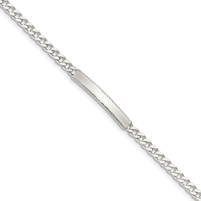 Sterlingsilber Diamantiert Gravierbar Panzer Glieder Id Armband
