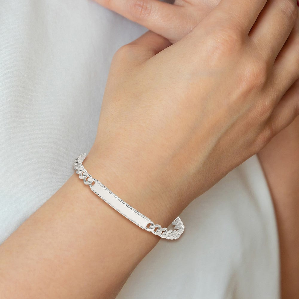 Sterlingsilber Diamantiert Gravierbar Panzer Glieder in Armband