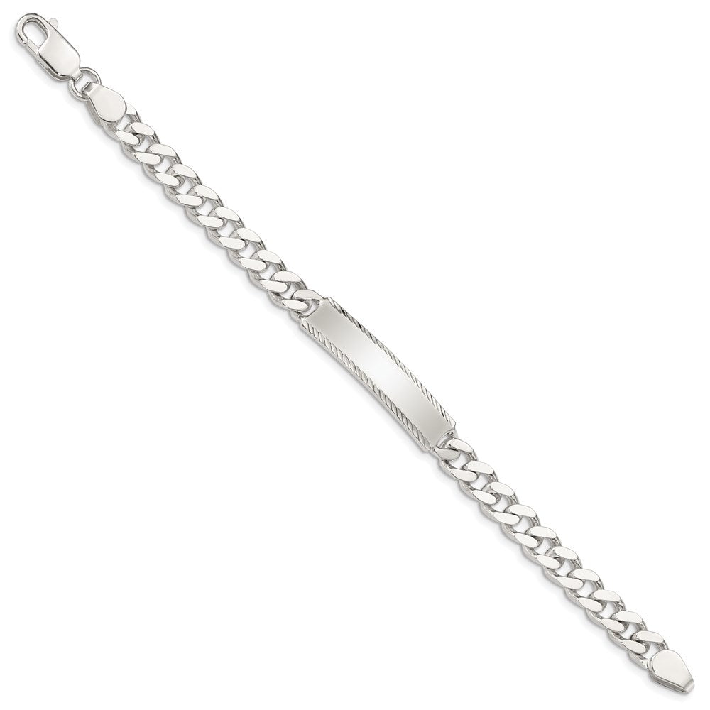 Sterlingsilber Diamantiert Gravierbar Panzer Glieder Id Armband