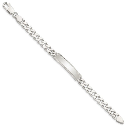 Sterlingsilber Diamantiert Gravierbar Panzer Glieder Id Armband