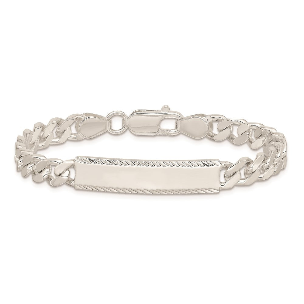 Sterlingsilber Diamantiert Gravierbar Panzer Glieder Id Armband