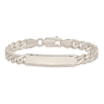 Sterlingsilber Diamantiert Gravierbar Panzer Glieder Id Armband