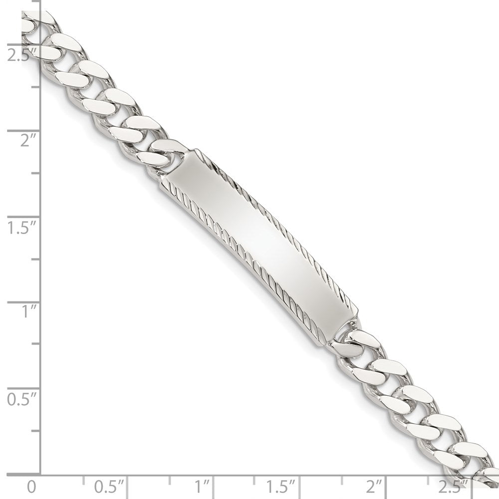Sterlingsilber Diamantiert Gravierbar Panzer Glieder Id Armband