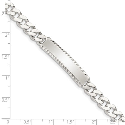 Sterlingsilber Diamantiert Gravierbar Panzer Glieder Id Armband