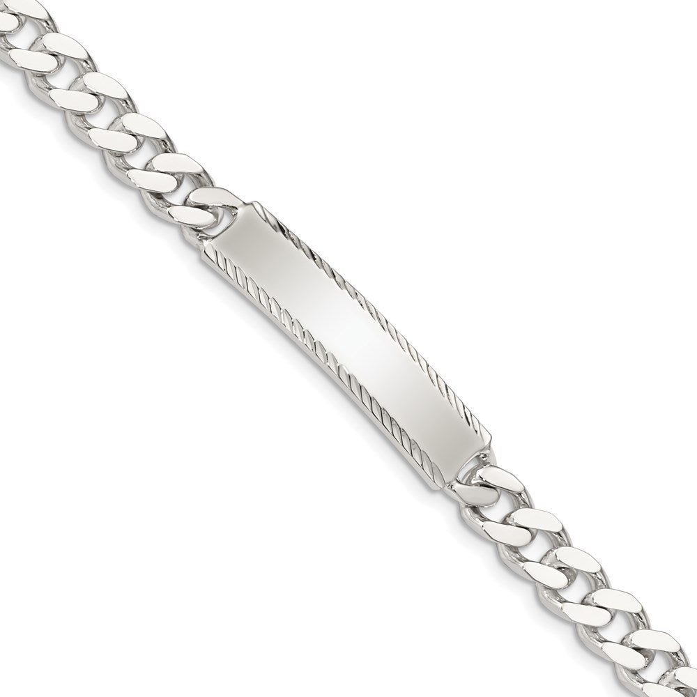 Sterlingsilber Diamantiert Gravierbar Panzer Glieder Id Armband