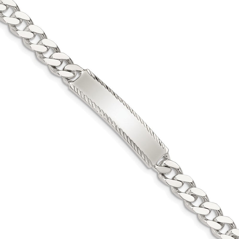 Sterlingsilber Diamantiert Gravierbar Panzer Glieder Id Armband
