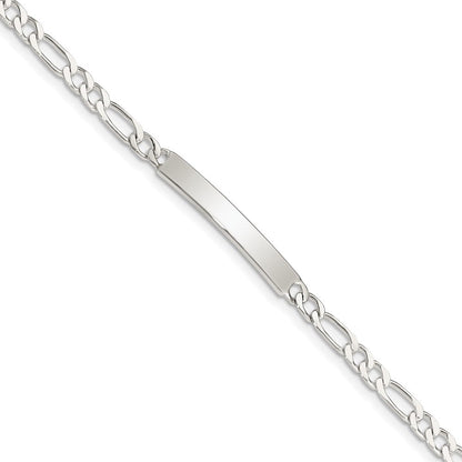 Sterlingsilber Gravierbar In. Figaro Glieder Id Armband