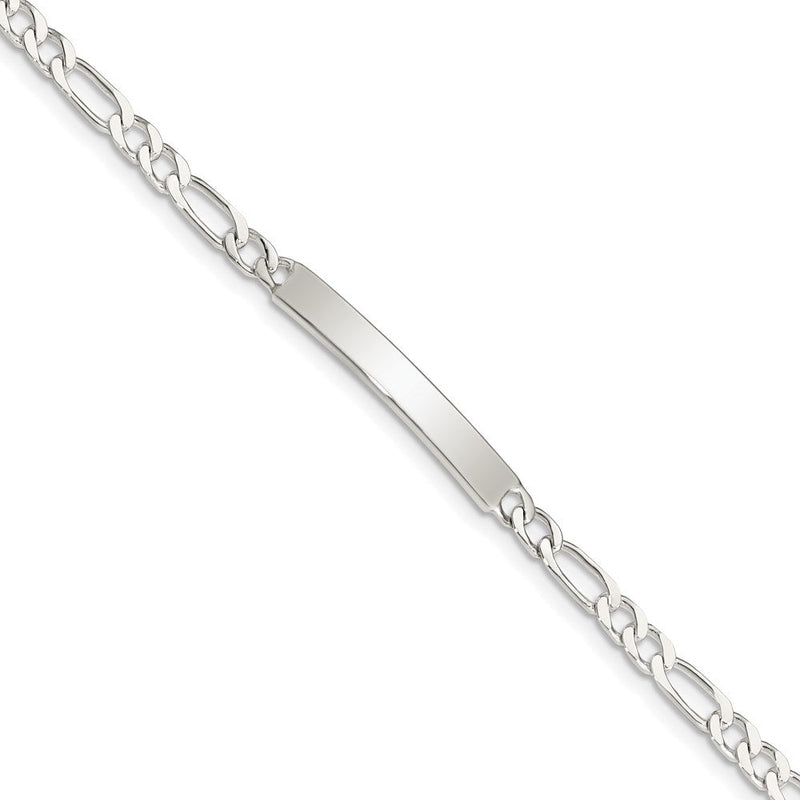 Sterlingsilber Gravierbar In. Figaro Glieder Id Armband