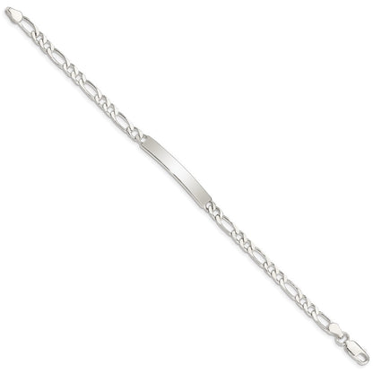 Sterlingsilber Gravierbar Figaro Glieder Id Armband