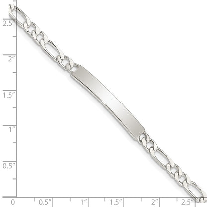 Sterlingsilber Gravierbar Figaro Glieder Id Armband