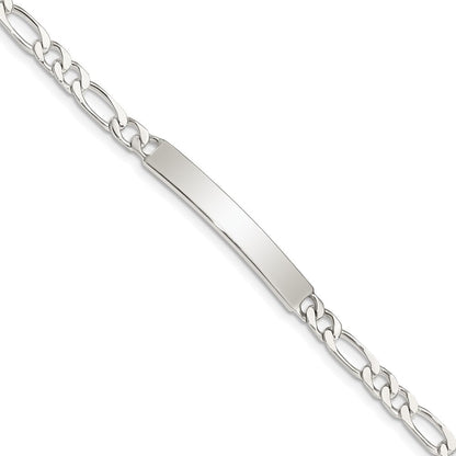 Sterlingsilber Gravierbar Figaro Glieder Id Armband