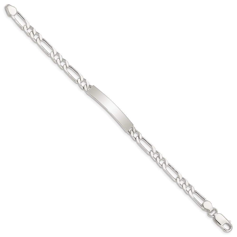 Sterlingsilber Poliert Gravierbar Figaro Glieder Id Armband