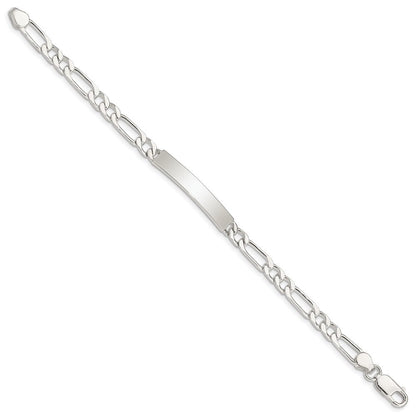 Sterlingsilber Poliert Gravierbar Figaro Glieder Id Armband