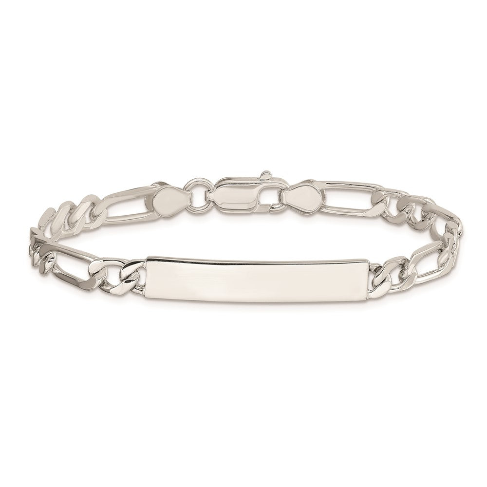 Sterlingsilber Poliert Gravierbar Figaro Glieder Id Armband