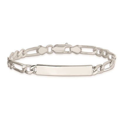Sterlingsilber Poliert Gravierbar Figaro Glieder Id Armband