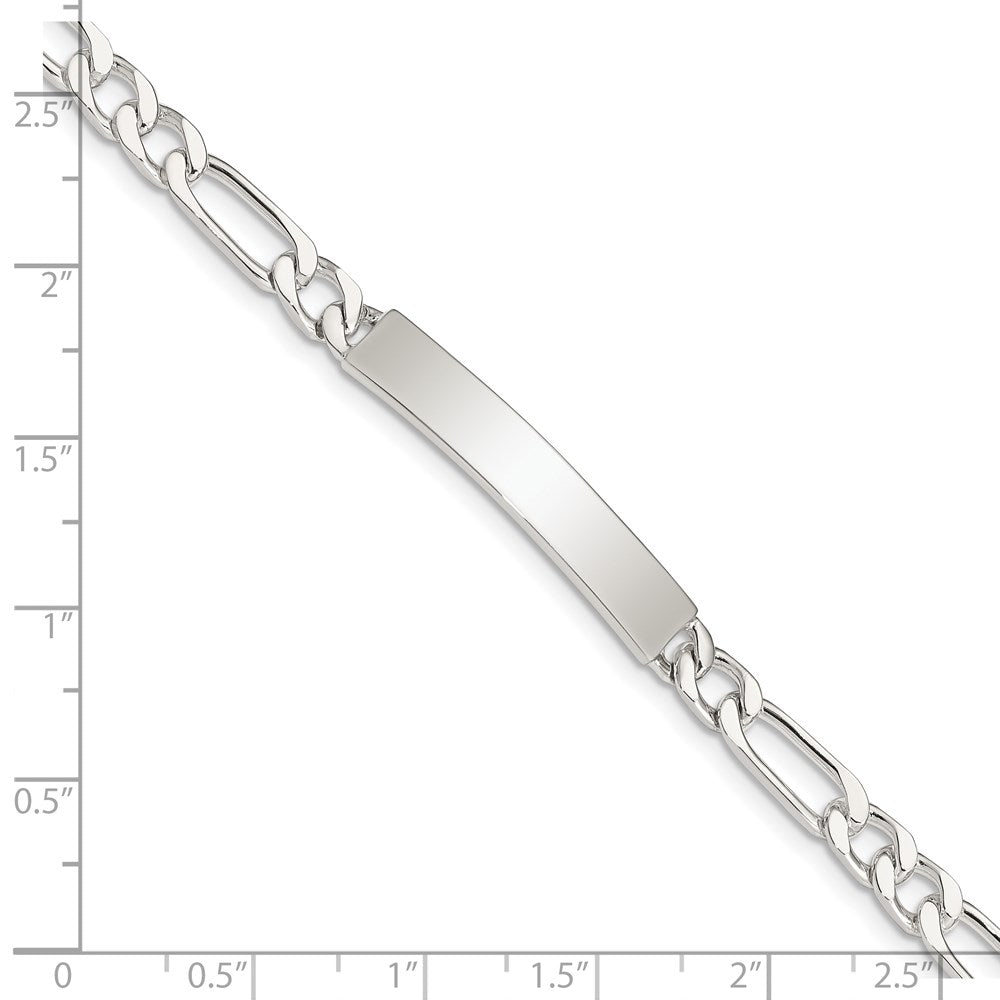 Sterlingsilber Poliert Gravierbar Figaro Glieder Id Armband