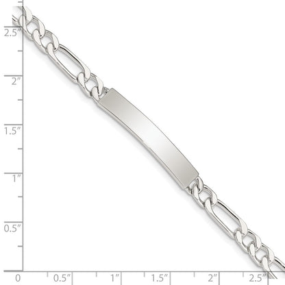 Sterlingsilber Poliert Gravierbar Figaro Glieder Id Armband