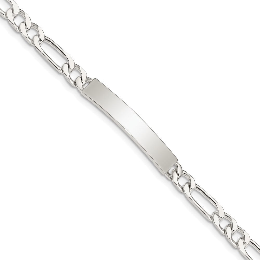 Sterlingsilber Poliert Gravierbar Figaro Glieder Id Armband
