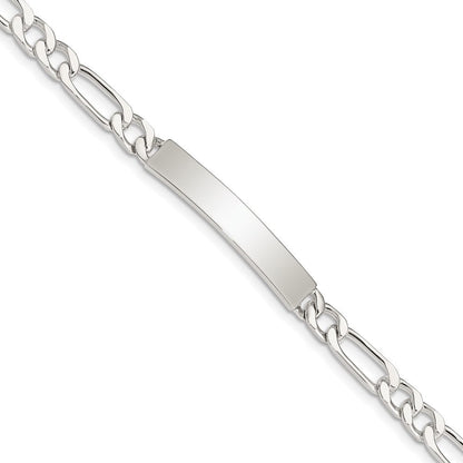 Sterlingsilber Poliert Gravierbar Figaro Glieder Id Armband