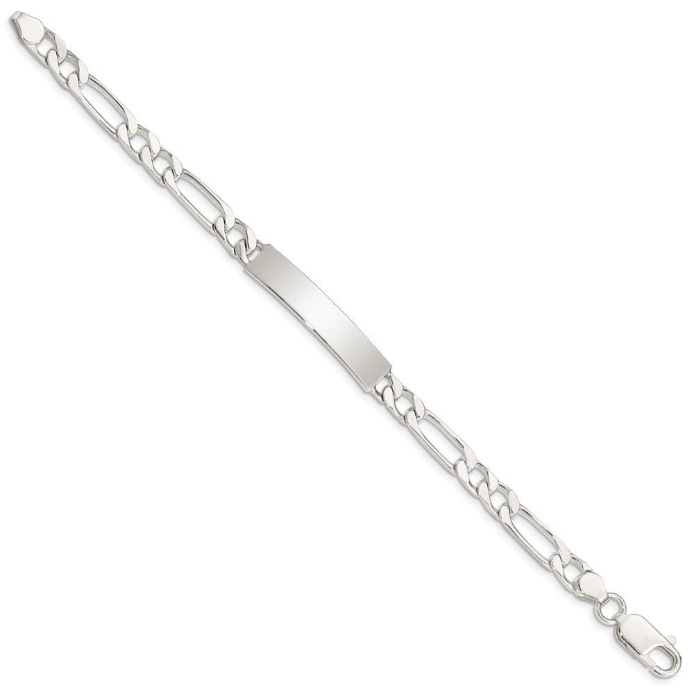 Sterlingsilber Poliert Gravierbar Figaro Glieder Id Armband