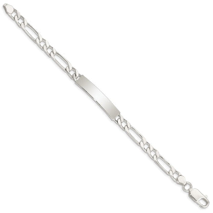 Sterlingsilber Poliert Gravierbar Figaro Glieder Id Armband