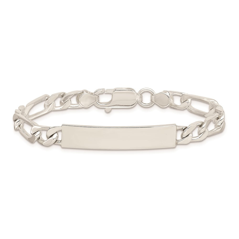 Sterlingsilber Poliert Gravierbar Figaro Glieder Id Armband
