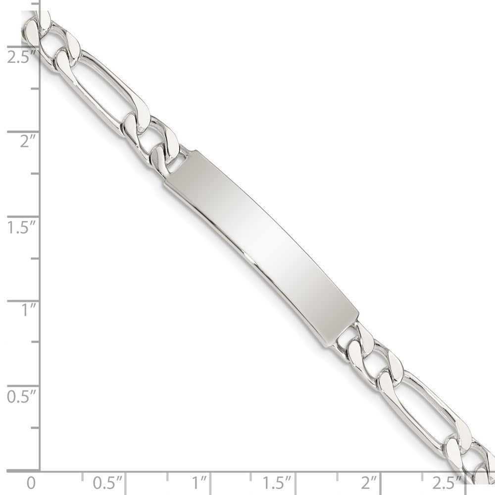 Sterlingsilber Poliert Gravierbar Figaro Glieder Id Armband