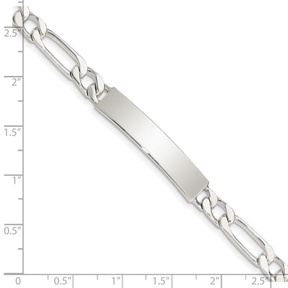 Sterlingsilber Poliert Gravierbar Figaro Glieder Id Armband