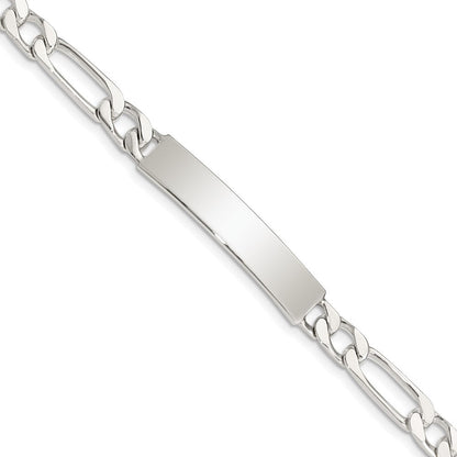 Sterlingsilber Poliert Gravierbar Figaro Glieder Id Armband