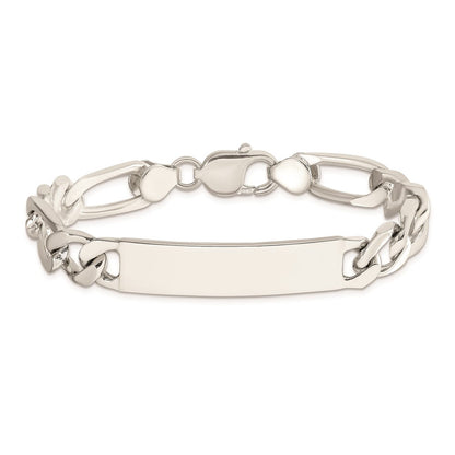 8.5 Zoll Sterlingsilber 8.5inch Poliert Gravierbar Figaro Glieder Id Armband