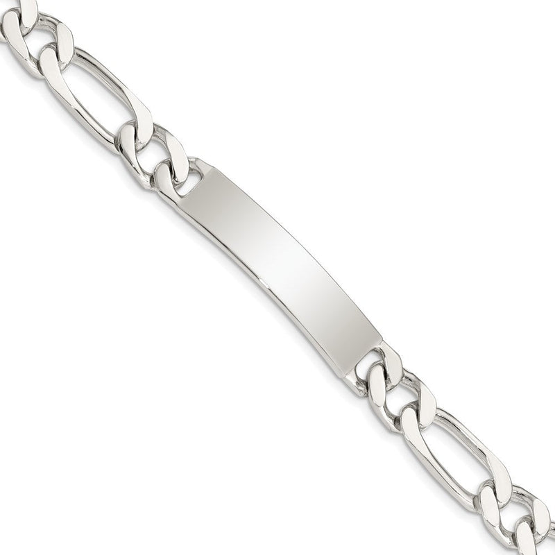 8.5 Zoll Sterlingsilber 8.5inch Poliert Gravierbar Figaro Glieder Id Armband
