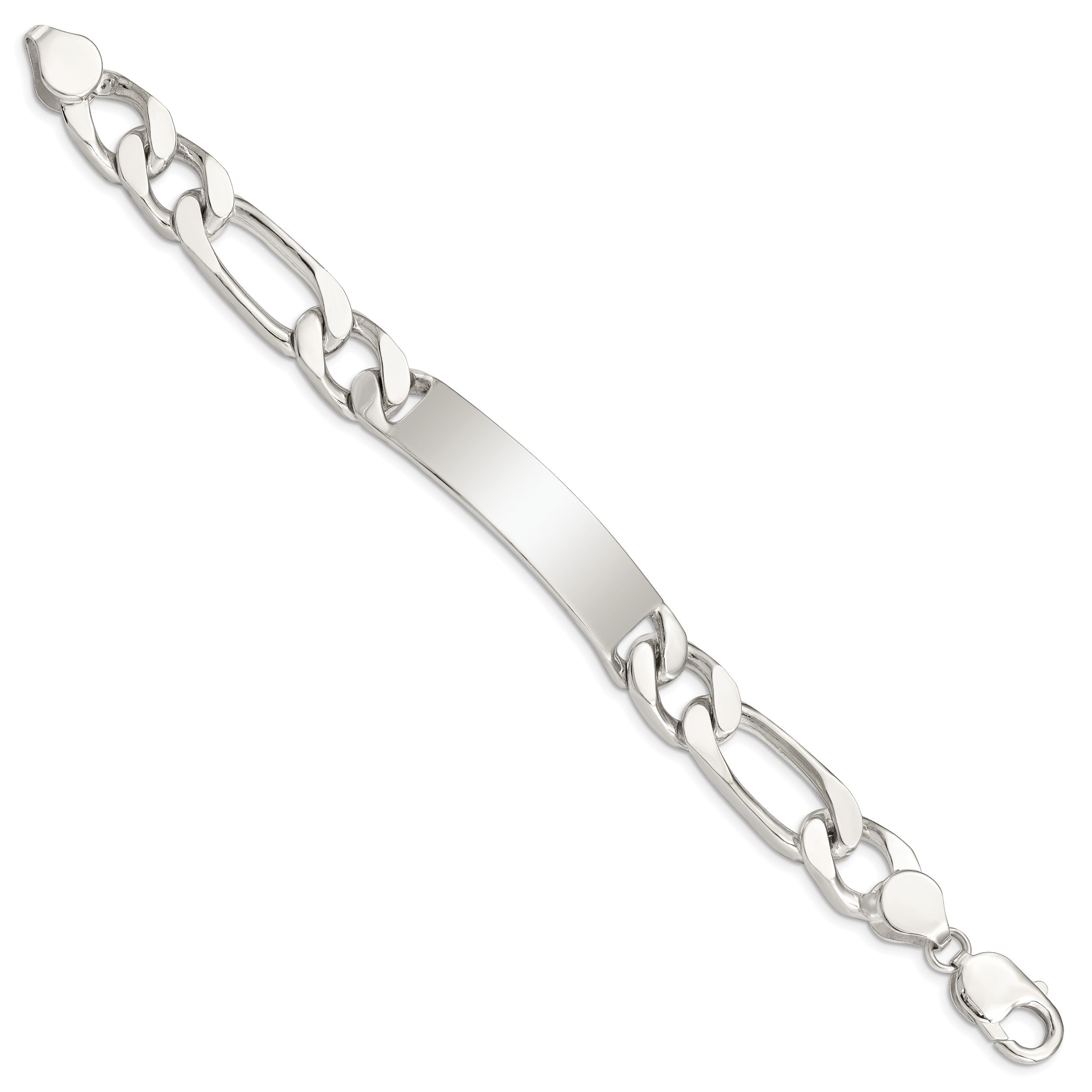 Sterlingsilber 8.5 Zoll Poliert Gravierbar Figaro Glieder Id Armband