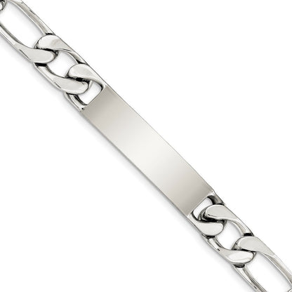 Sterlingsilber 8.5 Zoll Poliert Gravierbar Figaro Glieder Id Armband
