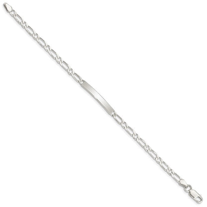 7 Zoll Sterlingsilber 7inch Poliert Gravierbar 1 Figaro Glieder Id Armband