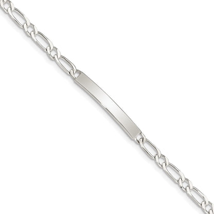 7 Zoll Sterlingsilber 7inch Poliert Gravierbar 1 Figaro Glieder Id Armband