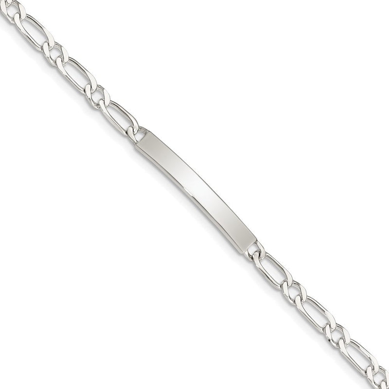 7 Zoll Sterlingsilber 7inch Poliert Gravierbar 1 Figaro Glieder Id Armband