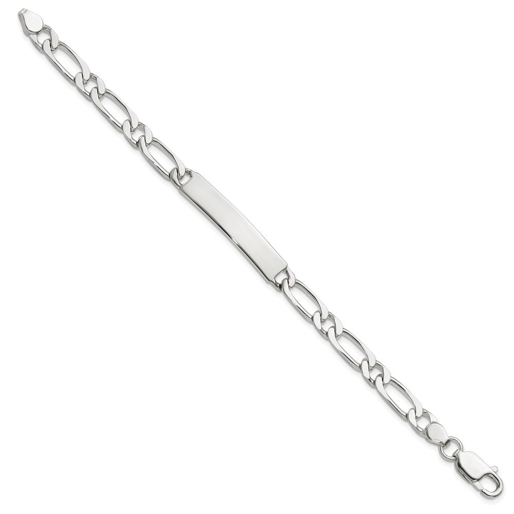 8 Zoll Sterlingsilber Poliert Gravierbar Figaro Glieder Id Armband
