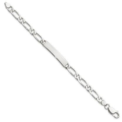 8 Zoll Sterlingsilber Poliert Gravierbar Figaro Glieder Id Armband