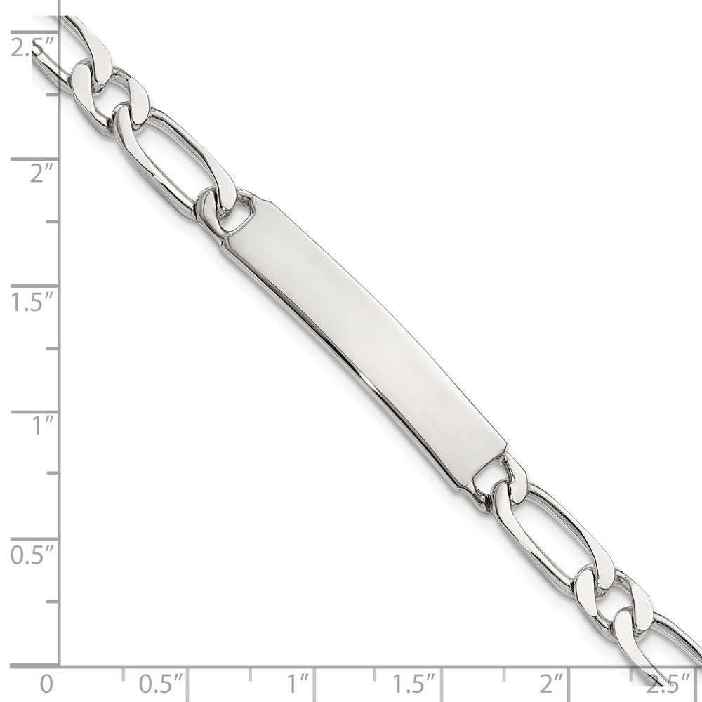 8 Zoll Sterlingsilber Poliert Gravierbar Figaro Glieder Id Armband