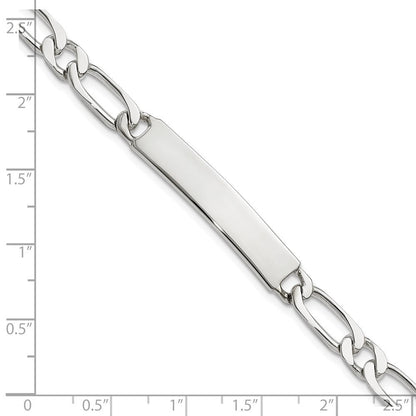 8 Zoll Sterlingsilber Poliert Gravierbar Figaro Glieder Id Armband