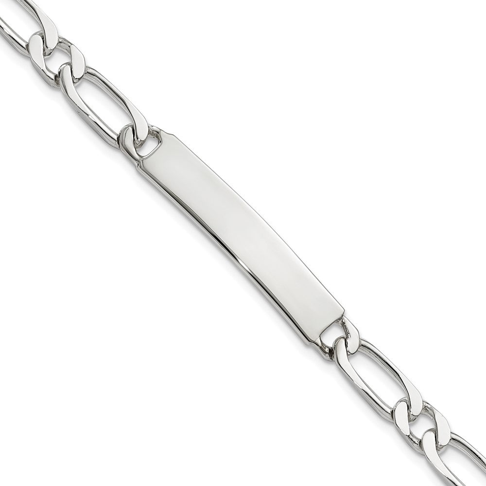 8 Zoll Sterlingsilber Poliert Gravierbar Figaro Glieder Id Armband