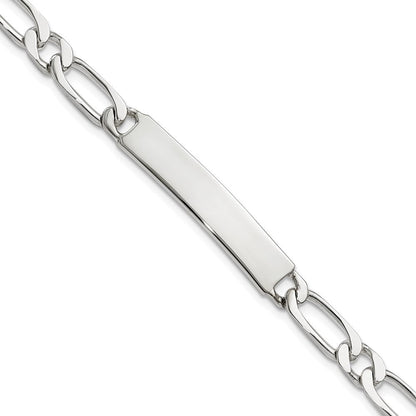 8 Zoll Sterlingsilber Poliert Gravierbar Figaro Glieder Id Armband