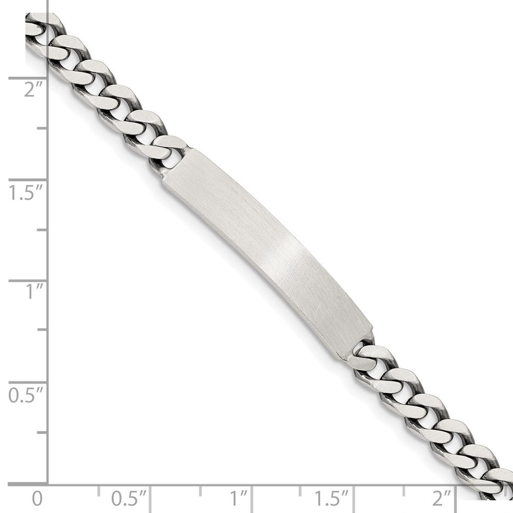 Sterlingsilber Gravierbar Antikisiert Panzer Glieder Id Armband