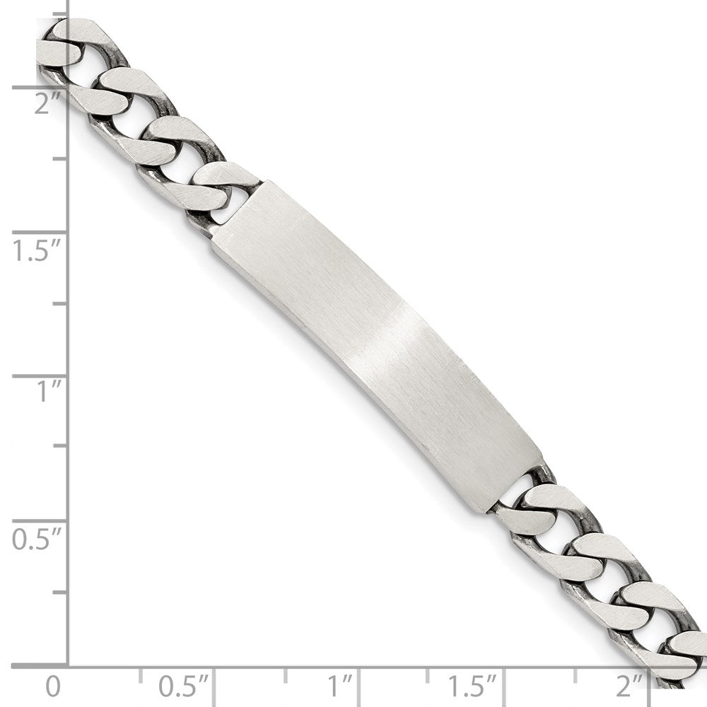 Sterlingsilber Gravierbar Antikisiert Panzer Glieder Id Armband